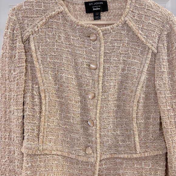 St. John for Neiman Marcus tweed fringe blazer Size 16 - Picture 4 of 8